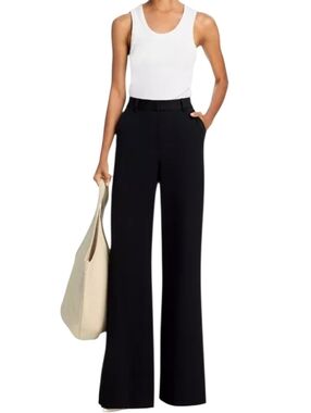 L'agence Pilar Pants Sz 2 Black Wide Leg Trouser Office Minimalist Quiet Luxury